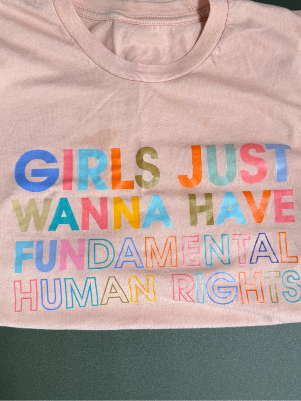 Girls Just Wanna Have Fundamental Human Rights Pink Graphic Tee